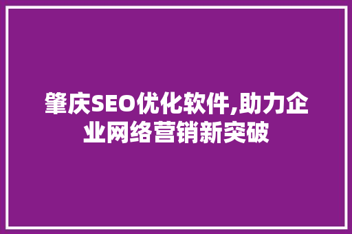 肇庆SEO优化软件,助力企业网络营销新突破