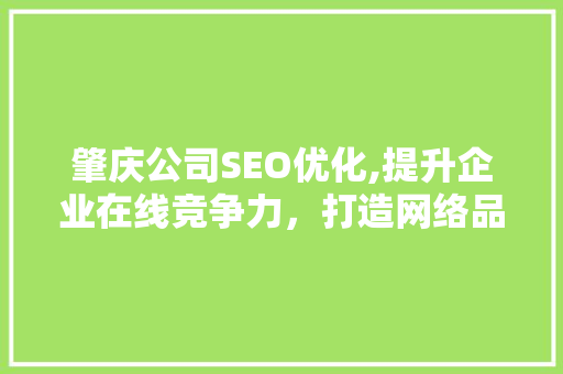 肇庆公司SEO优化,提升企业在线竞争力，打造网络品牌新高度