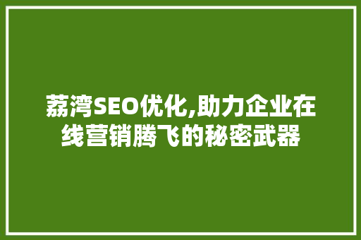 荔湾SEO优化,助力企业在线营销腾飞的秘密武器