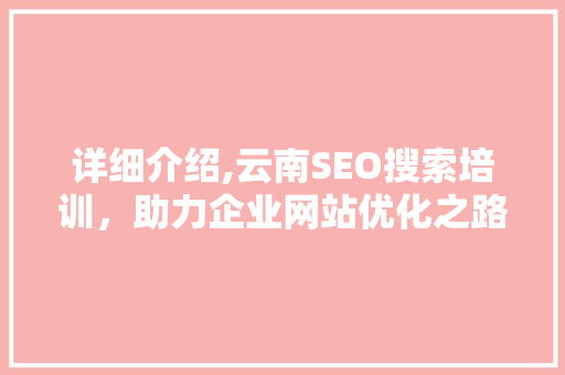 详细介绍,云南SEO搜索培训，助力企业网站优化之路
