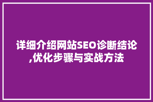 详细介绍网站SEO诊断结论,优化步骤与实战方法