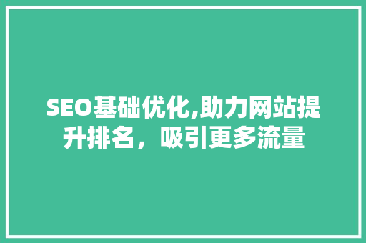 SEO基础优化,助力网站提升排名，吸引更多流量