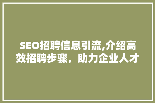 SEO招聘信息引流,介绍高效招聘步骤，助力企业人才储备