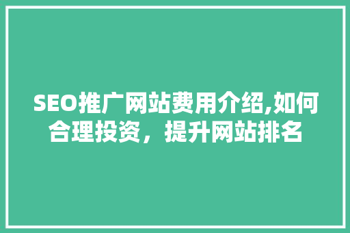 SEO推广网站费用介绍,如何合理投资，提升网站排名