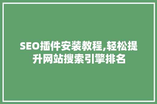 SEO插件安装教程,轻松提升网站搜索引擎排名