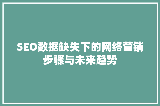 SEO数据缺失下的网络营销步骤与未来趋势