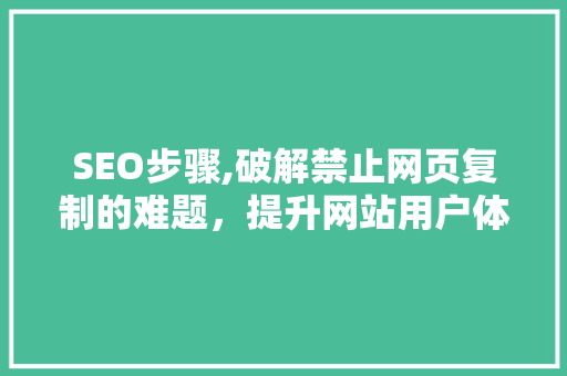 SEO步骤,破解禁止网页复制的难题，提升网站用户体验与搜索引擎排名