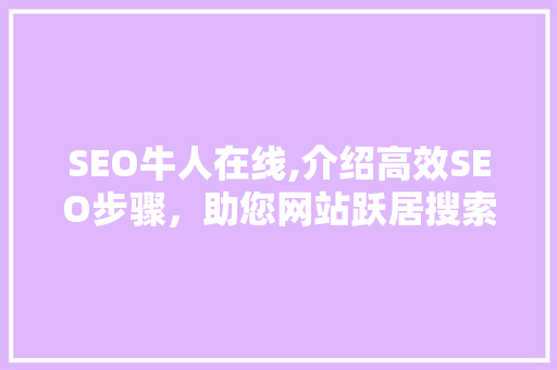 SEO牛人在线,介绍高效SEO步骤，助您网站跃居搜索引擎前列