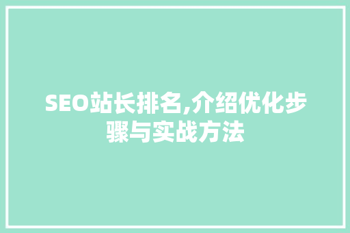 SEO站长排名,介绍优化步骤与实战方法