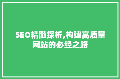 SEO精髓探析,构建高质量网站的必经之路