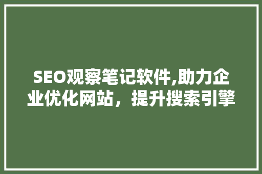 SEO观察笔记软件,助力企业优化网站，提升搜索引擎排名