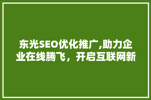 东光SEO优化推广,助力企业在线腾飞，开启互联网新篇章