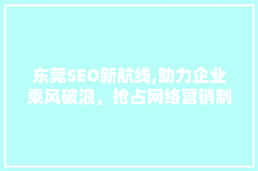 东莞SEO新航线,助力企业乘风破浪，抢占网络营销制高点