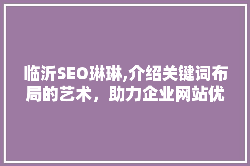 临沂SEO琳琳,介绍关键词布局的艺术，助力企业网站优化