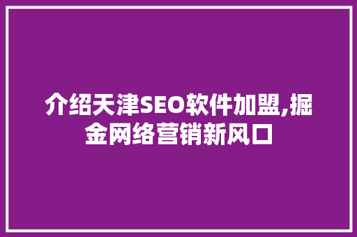 介绍天津SEO软件加盟,掘金网络营销新风口