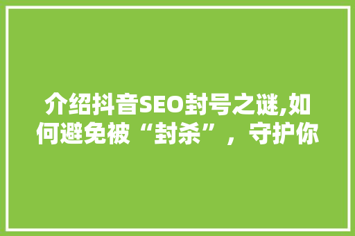介绍抖音SEO封号之谜,如何避免被“封杀”，守护你的账号安全