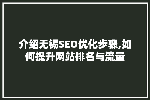 介绍无锡SEO优化步骤,如何提升网站排名与流量