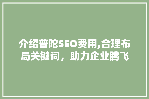 介绍普陀SEO费用,合理布局关键词，助力企业腾飞