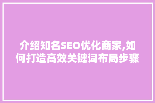 介绍知名SEO优化商家,如何打造高效关键词布局步骤