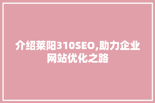 介绍莱阳310SEO,助力企业网站优化之路