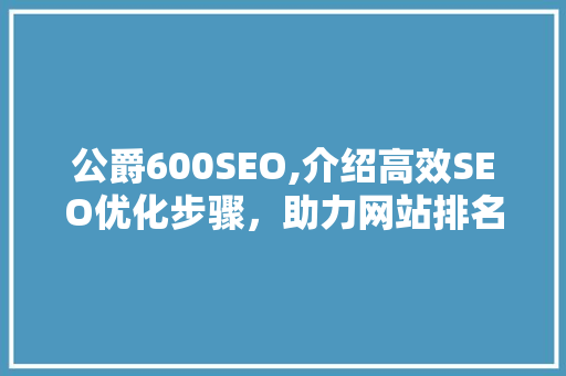 公爵600SEO,介绍高效SEO优化步骤，助力网站排名提升