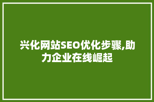 兴化网站SEO优化步骤,助力企业在线崛起