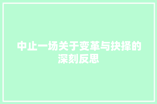 中止一场关于变革与抉择的深刻反思