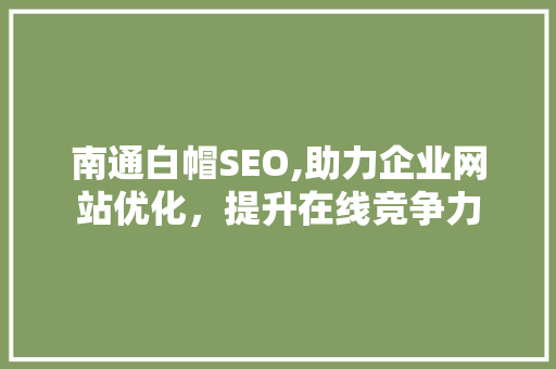 南通白帽SEO,助力企业网站优化，提升在线竞争力