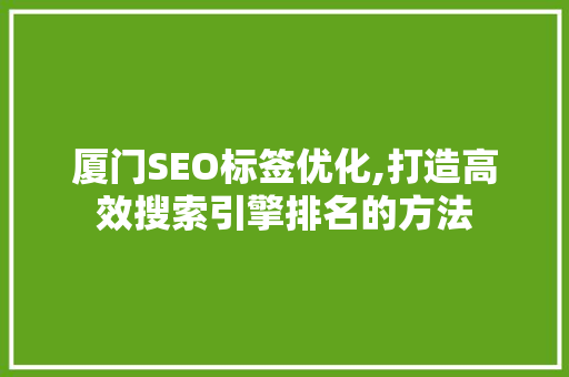 厦门SEO标签优化,打造高效搜索引擎排名的方法
