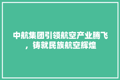 中航集团引领航空产业腾飞，铸就民族航空辉煌