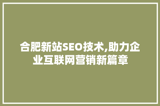 合肥新站SEO技术,助力企业互联网营销新篇章