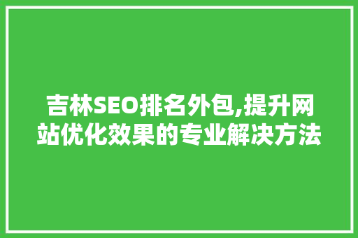 吉林SEO排名外包,提升网站优化效果的专业解决方法