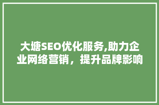 大塘SEO优化服务,助力企业网络营销，提升品牌影响力
