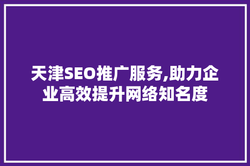 天津SEO推广服务,助力企业高效提升网络知名度