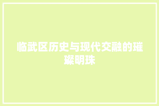 临武区历史与现代交融的璀璨明珠