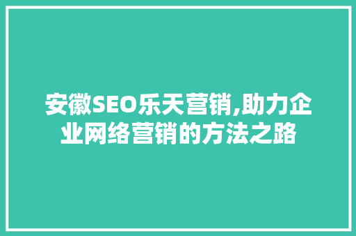 安徽SEO乐天营销,助力企业网络营销的方法之路