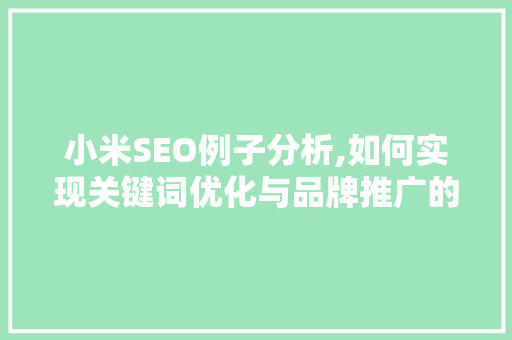 小米SEO例子分析,如何实现关键词优化与品牌推广的双赢