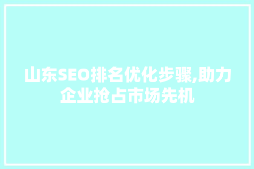 山东SEO排名优化步骤,助力企业抢占市场先机