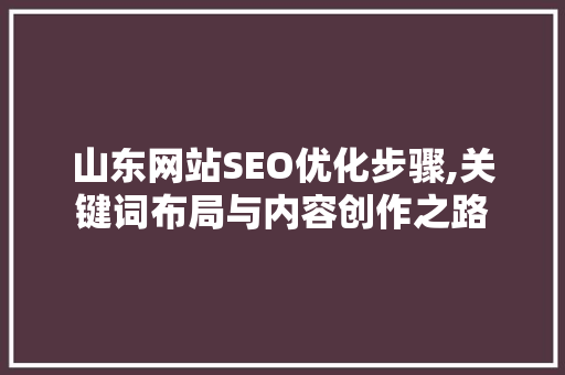 山东网站SEO优化步骤,关键词布局与内容创作之路
