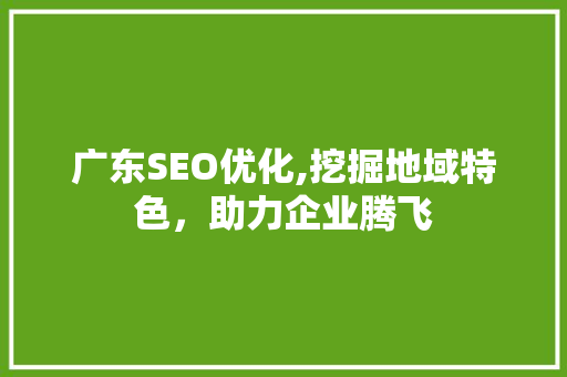 广东SEO优化,挖掘地域特色，助力企业腾飞