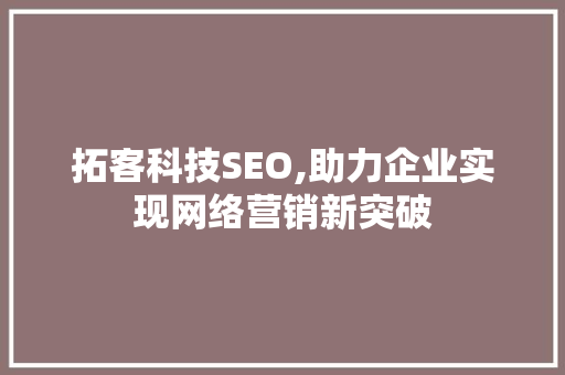 拓客科技SEO,助力企业实现网络营销新突破