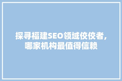 探寻福建SEO领域佼佼者,哪家机构最值得信赖
