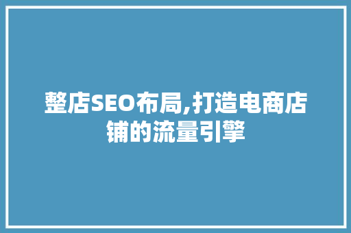 整店SEO布局,打造电商店铺的流量引擎