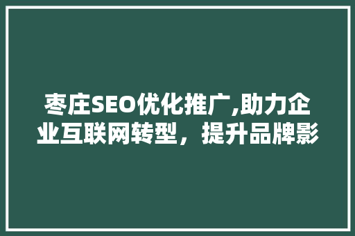 枣庄SEO优化推广,助力企业互联网转型，提升品牌影响力
