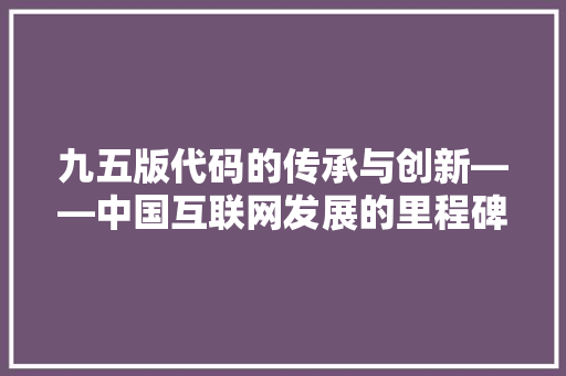 九五版代码的传承与创新——中国互联网发展的里程碑