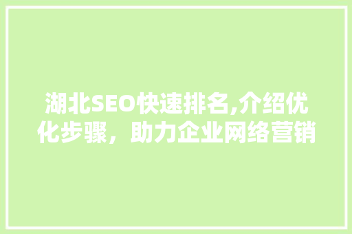 湖北SEO快速排名,介绍优化步骤，助力企业网络营销腾飞