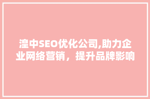 湟中SEO优化公司,助力企业网络营销，提升品牌影响力