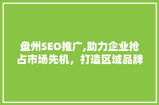 盘州SEO推广,助力企业抢占市场先机，打造区域品牌新高度