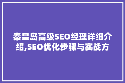 秦皇岛高级SEO经理详细介绍,SEO优化步骤与实战方法