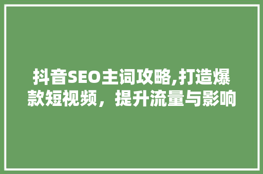 抖音SEO主词攻略,打造爆款短视频，提升流量与影响力